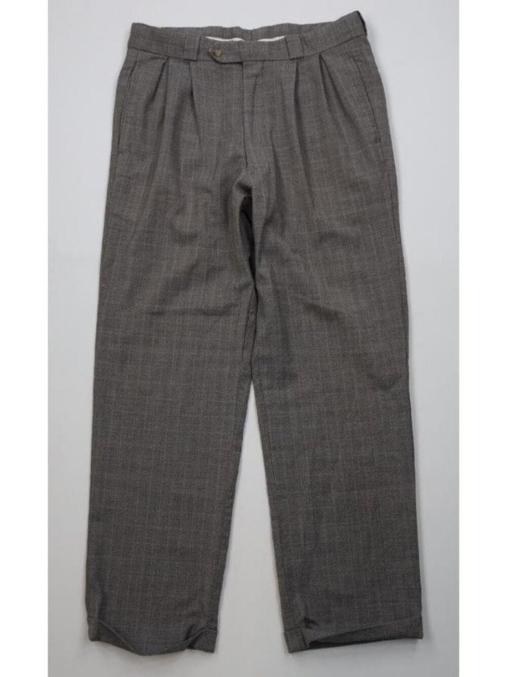 Vintage 90s Streetwear Mens 34x30 Wool Knit Pleated Cuffed Wide Leg Chino Pants